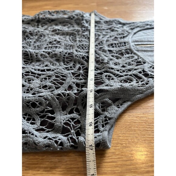 J Crew Gray Silk Merino Wool Crochet Tank Top Size Medium - Picture 7 of 8